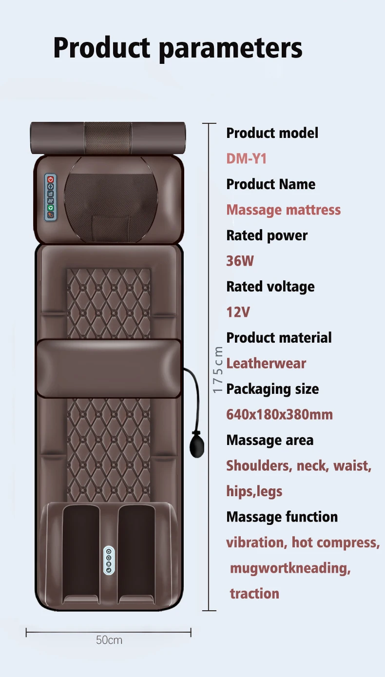 DM-Y1 Electric Airbag Household Multifunctional Full Body Massage Cushion Relaxation Heating Massage Mattress