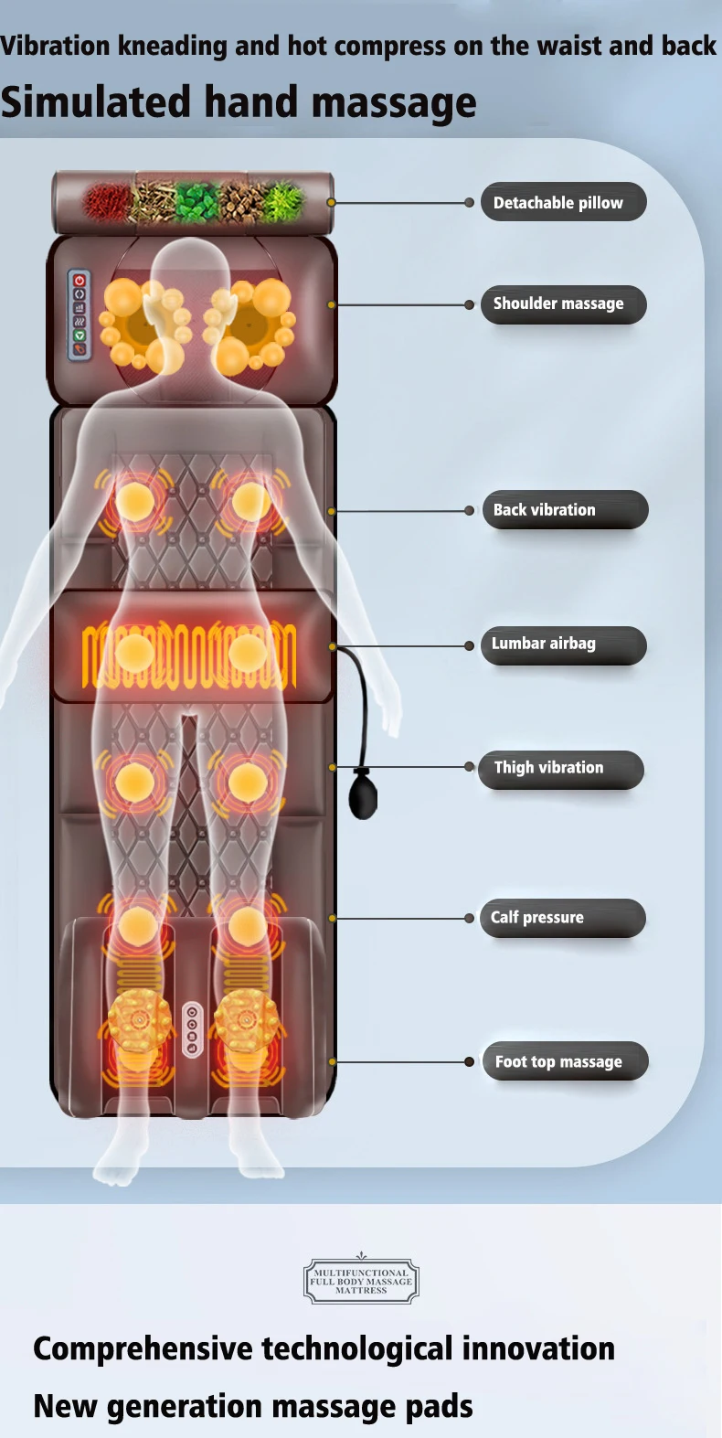 DM-Y1 Electric Airbag Household Multifunctional Full Body Massage Cushion Relaxation Heating Massage Mattress