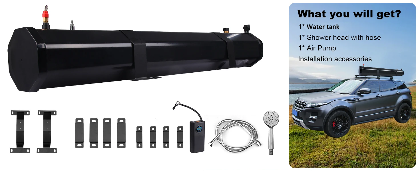 בריכה פלוס+ CYEN high quality factory-direct price portable solar heater 30L PVC car roof water tank outdoor road shower camping shower